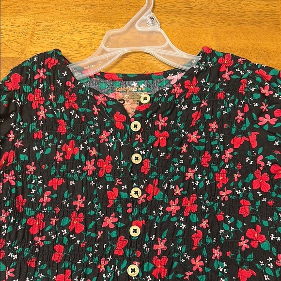 Girls Floral Winter Button-Up Dress - Picture 6 of 6